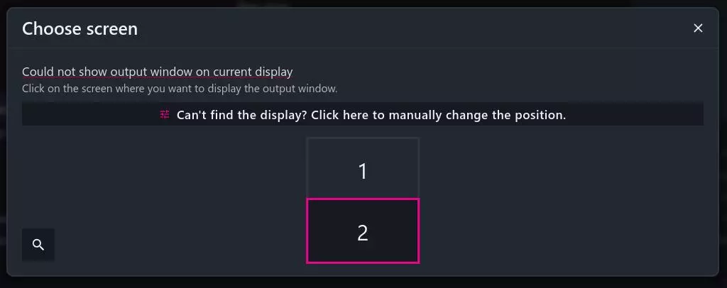 Choose screen popup window