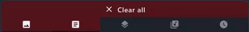 The background and slide layer buttons  are active and have a red background, while the overlay, audio and slide timer layers are not active and their buttons have a dark gray background.