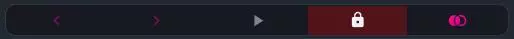 Row of control buttons: left arrow, right arrow, play button, locked padlock with red background, filled and outline circle that overlap in the middle