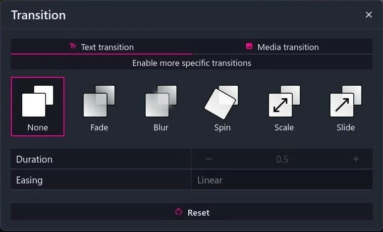 Transition popup