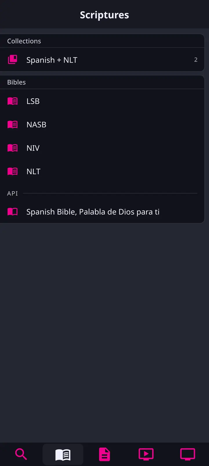 Scripture tab on mobile
