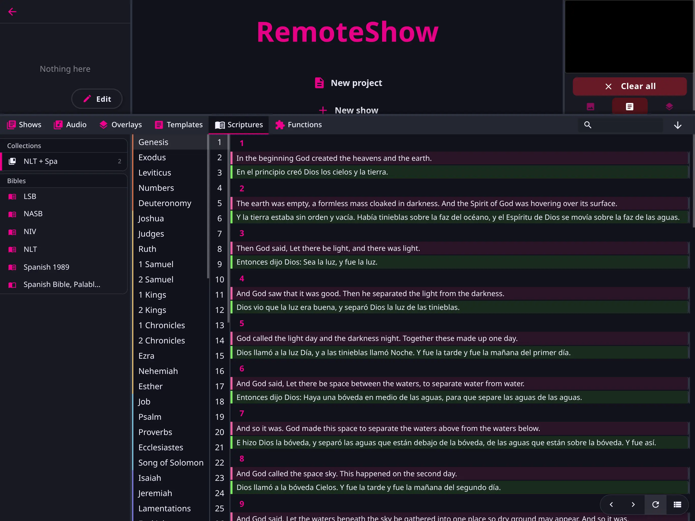 Scripture list view on tablet
