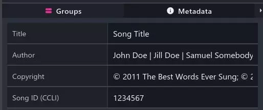 Screenshot of Import Metadata Example
